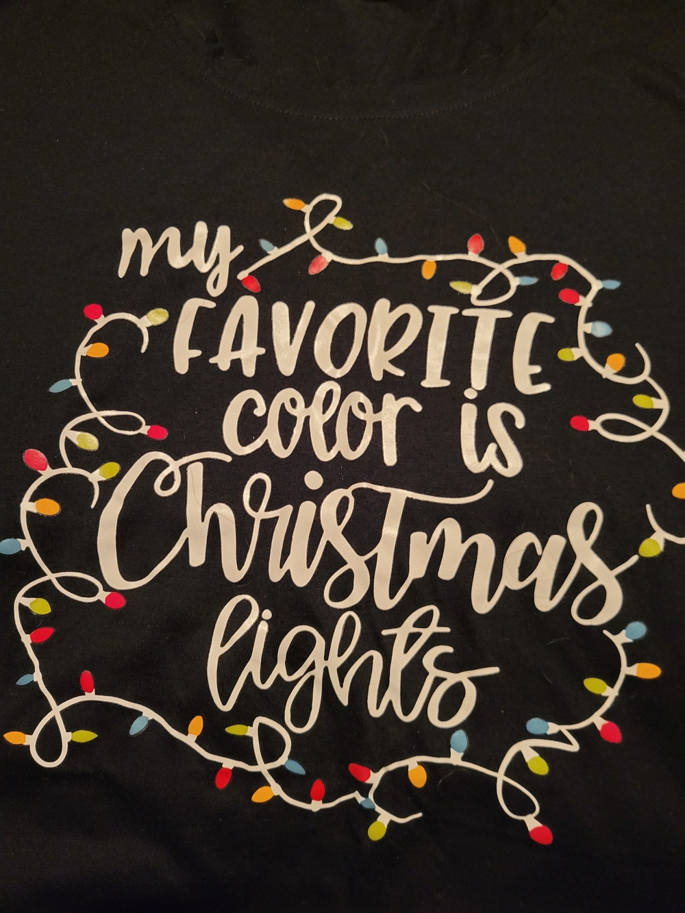 Black Graphic Tee "My Favorite Color is Christmas Lights"